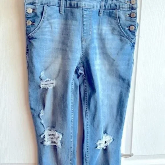 SO medium washed distressed overalls Size 16 kids NWOT - Picture 5 of 6